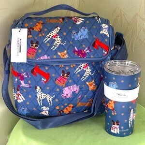 VERA BRADLEY BARK PARK DOGS LUNCH CROSSBODY BAG + STAINLESS TUMBLER (SET):NWT